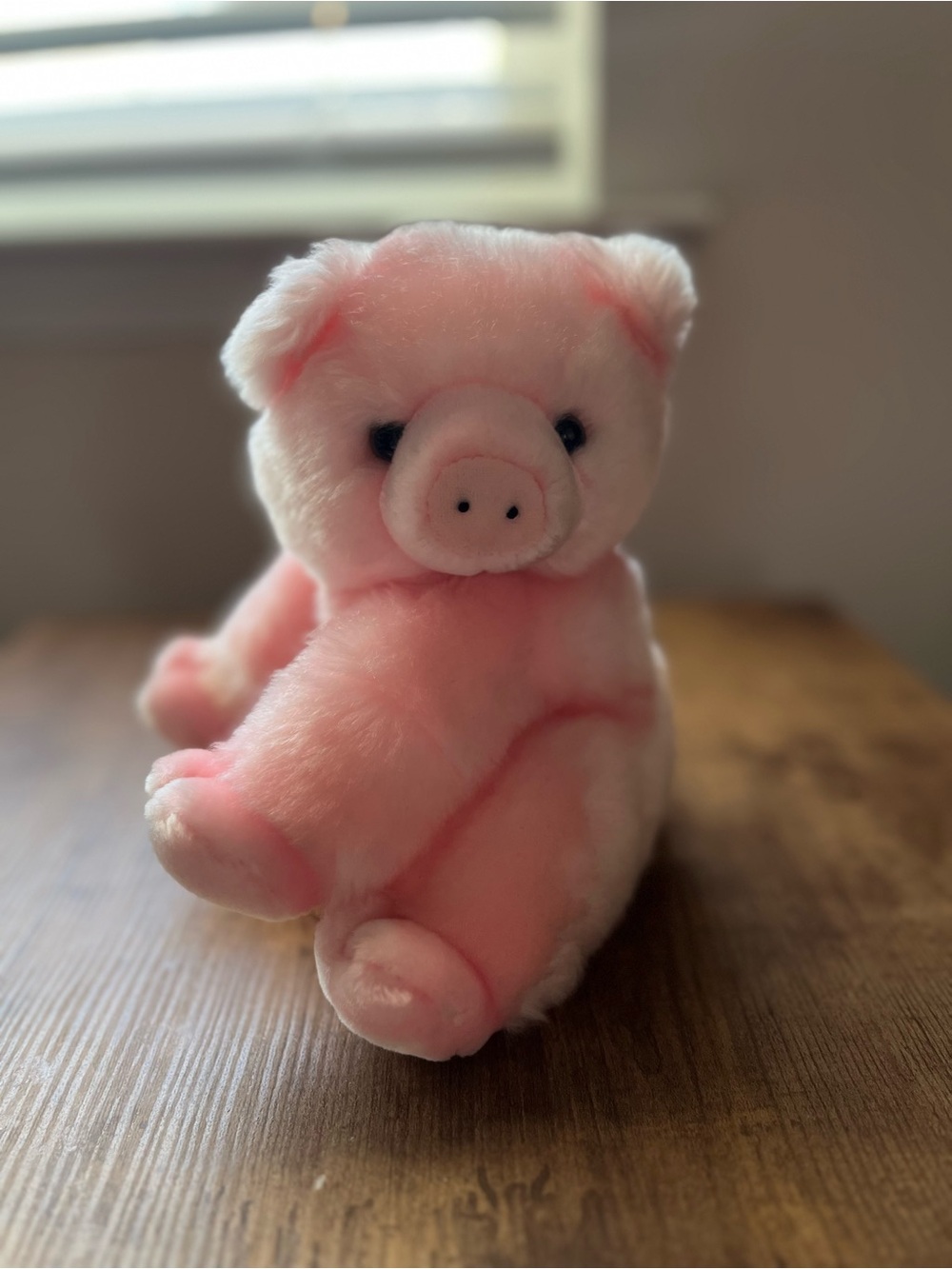 Vintage Soft Pink Pig Plush Toy SKM brand Sitting Stuffed animal cuddly
